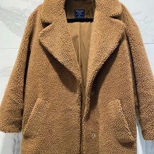 Abercrombie and Fitch Brown Teddy Coat Mid Length Size M